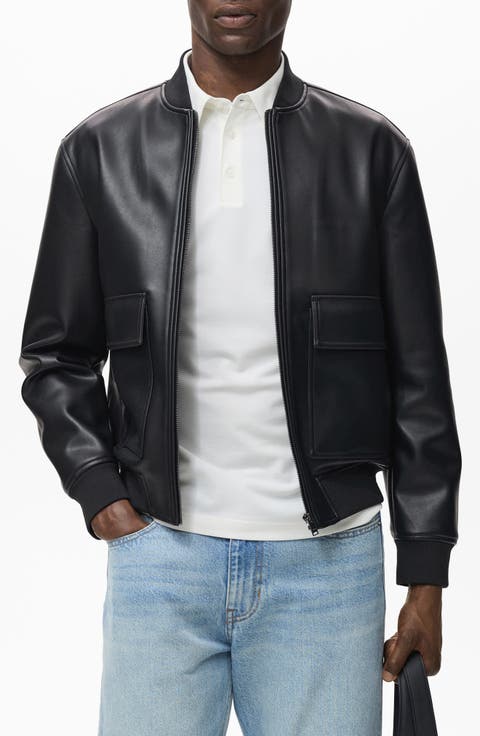 Faux Leather Bomber Jacket