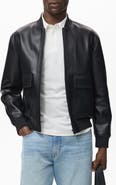 MANGO Faux Leather Bomber Jacket