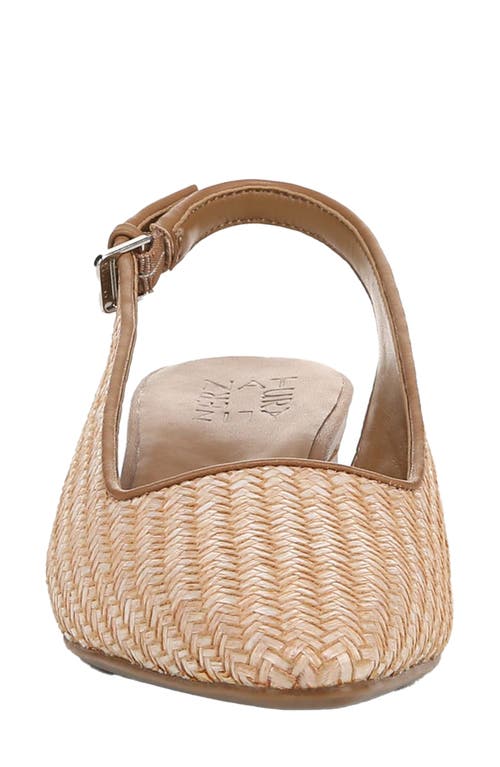 Naturalizer Women's Ginger 2 Snip Toe Asymmetrical Low Block Heel Slingbacks In Tan Woven Faux Leather