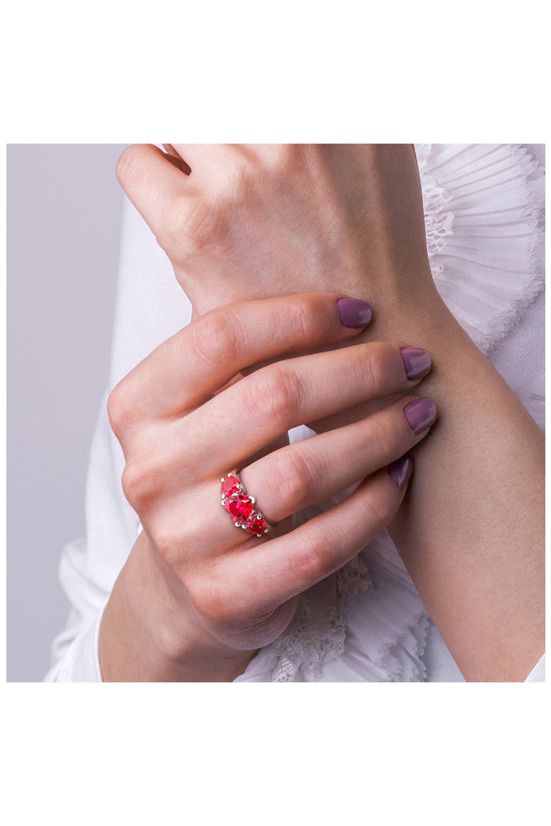 Heart Cut Created Ruby Ring, Alternate, color, RED