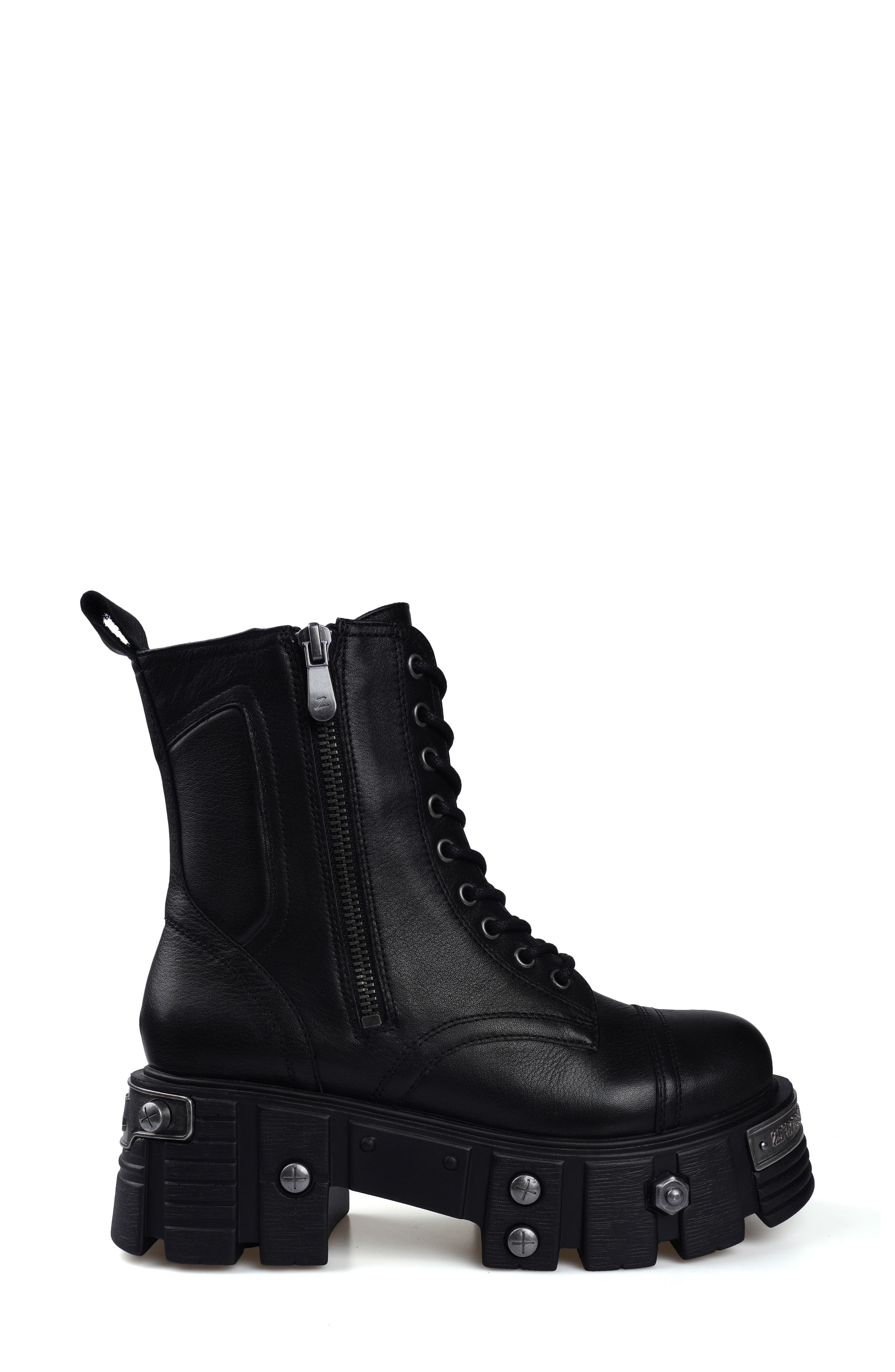 ZIGI Shanti Platform Combat Boot, Alternate, color, Black Leather