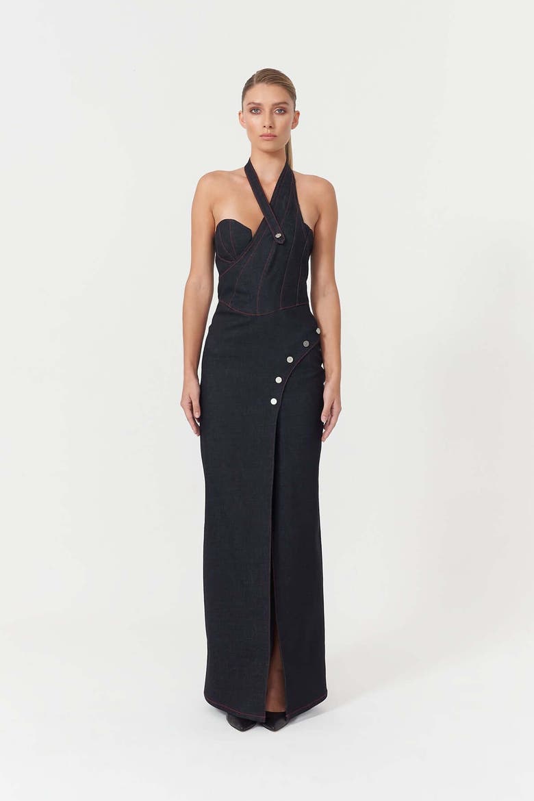 Davidson Cross Neck Maxi Dress, Alternate, color, Deep Blue