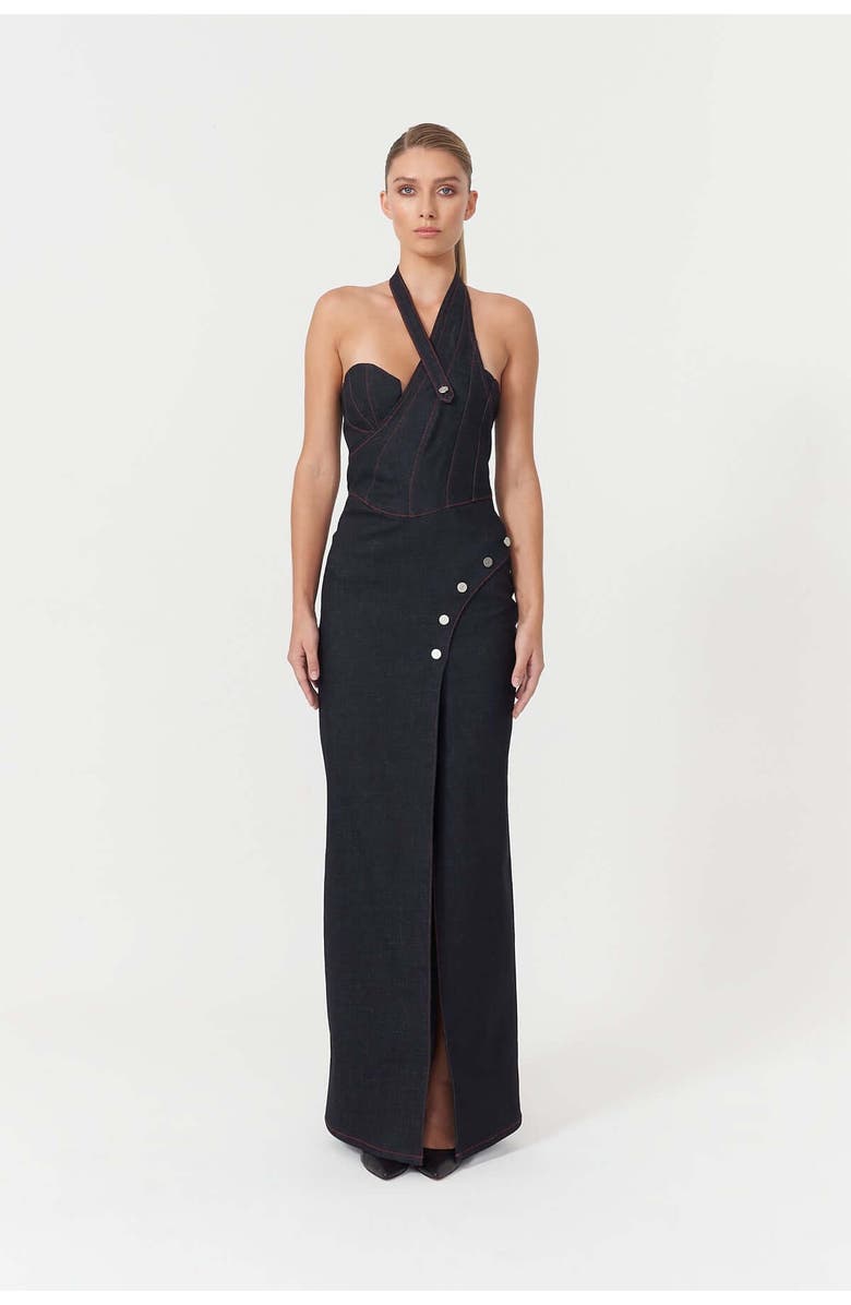 Jendue Davidson Cross Neck Maxi Dress, Alternate, color, Deep Blue