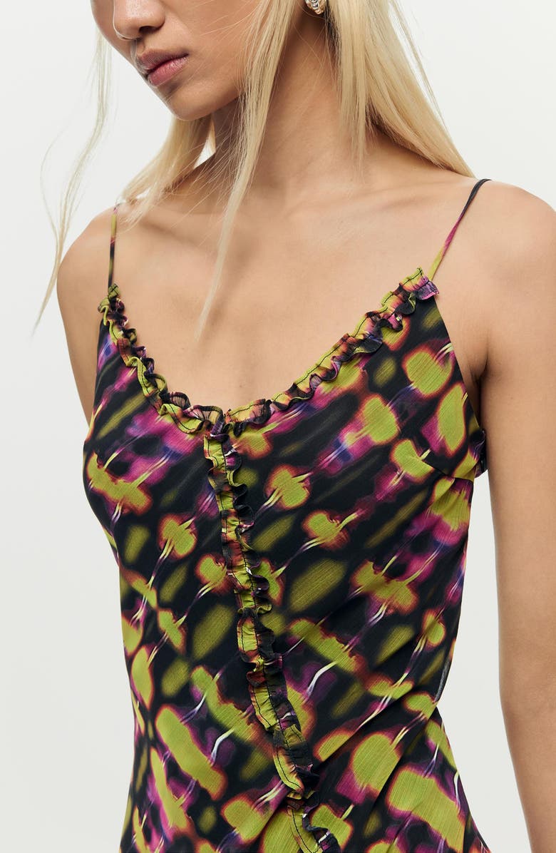 Desigual Abstract Print Chiffon Slipdress, Alternate, color, Green