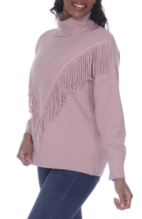 Rain And Rose Fringe Trim Sweater In Pink