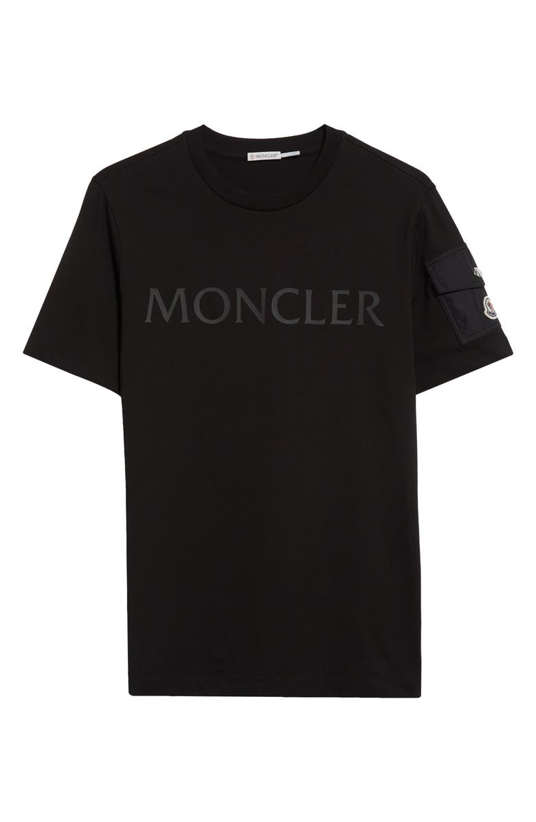 Moncler Logo Pocket Cotton T-Shirt, Alternate, color, Black