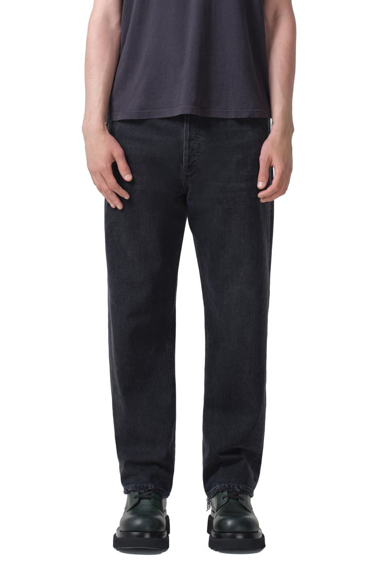 '90s Organic Cotton Straight Leg Baggy Jeans, Main, color, TAR (WASHED BLACK)
