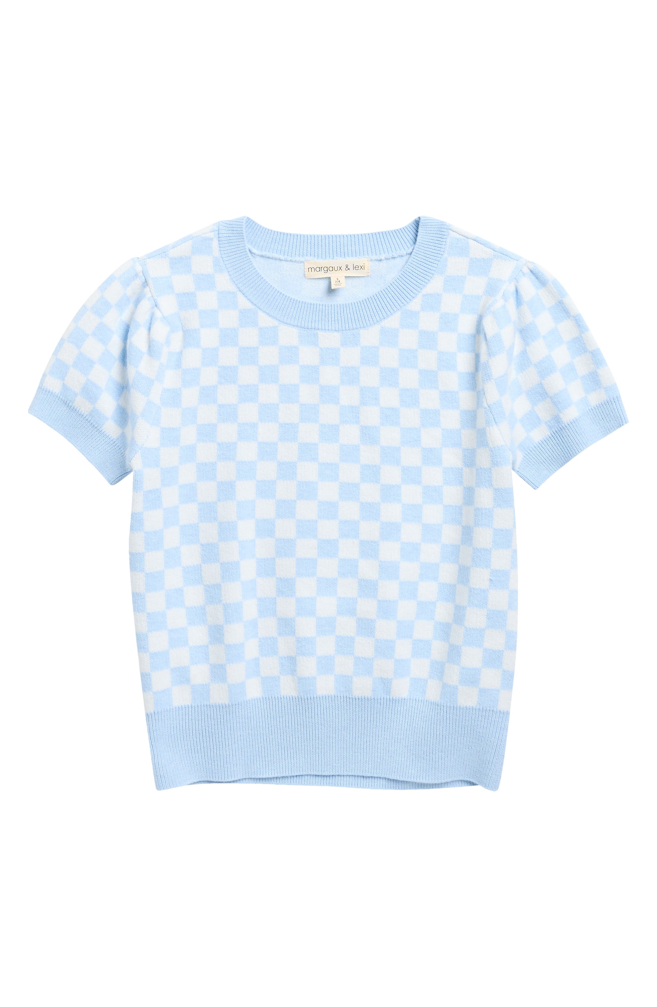 MARGAUX AND LEXI Kids' Check Jacquard Short Sleeve Sweater