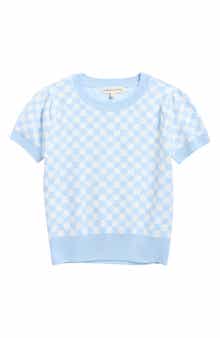 MARGAUX AND LEXI Kids' Check Jacquard Short Sleeve Sweater