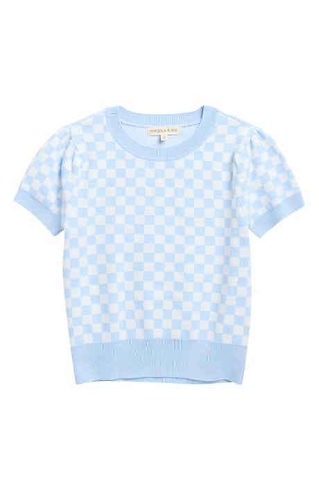 MARGAUX AND LEXI Kids' Check Jacquard Short Sleeve Sweater