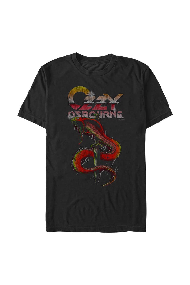 Men's Ozzy Osbourne Distressed Cobra Logo  Graphic T-Shirt, Main, color, Black