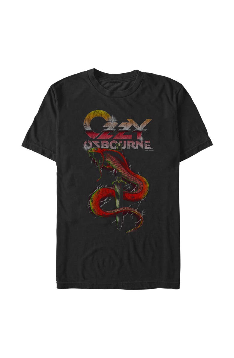 Ozzy Osbourne Men's Ozzy Osbourne Distressed Cobra Logo  Graphic T-Shirt, Main, color, Black