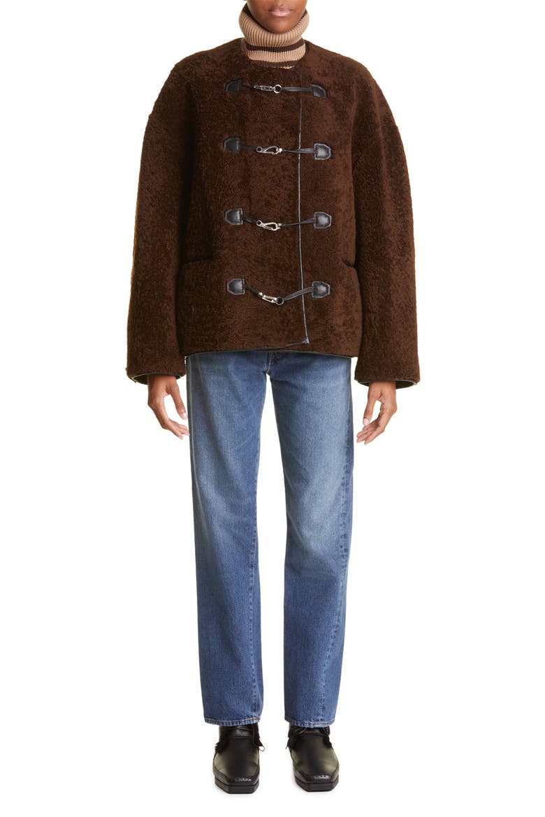 Teddy Genuine Shearling Jacket, Alternate, color, SADDLE BROWN
