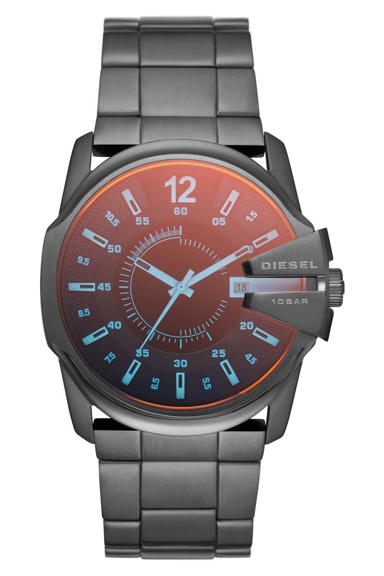 Master Cheif Chronograph Quartz Bracelet Watch, 43mm, Main, color, GUNMETAL