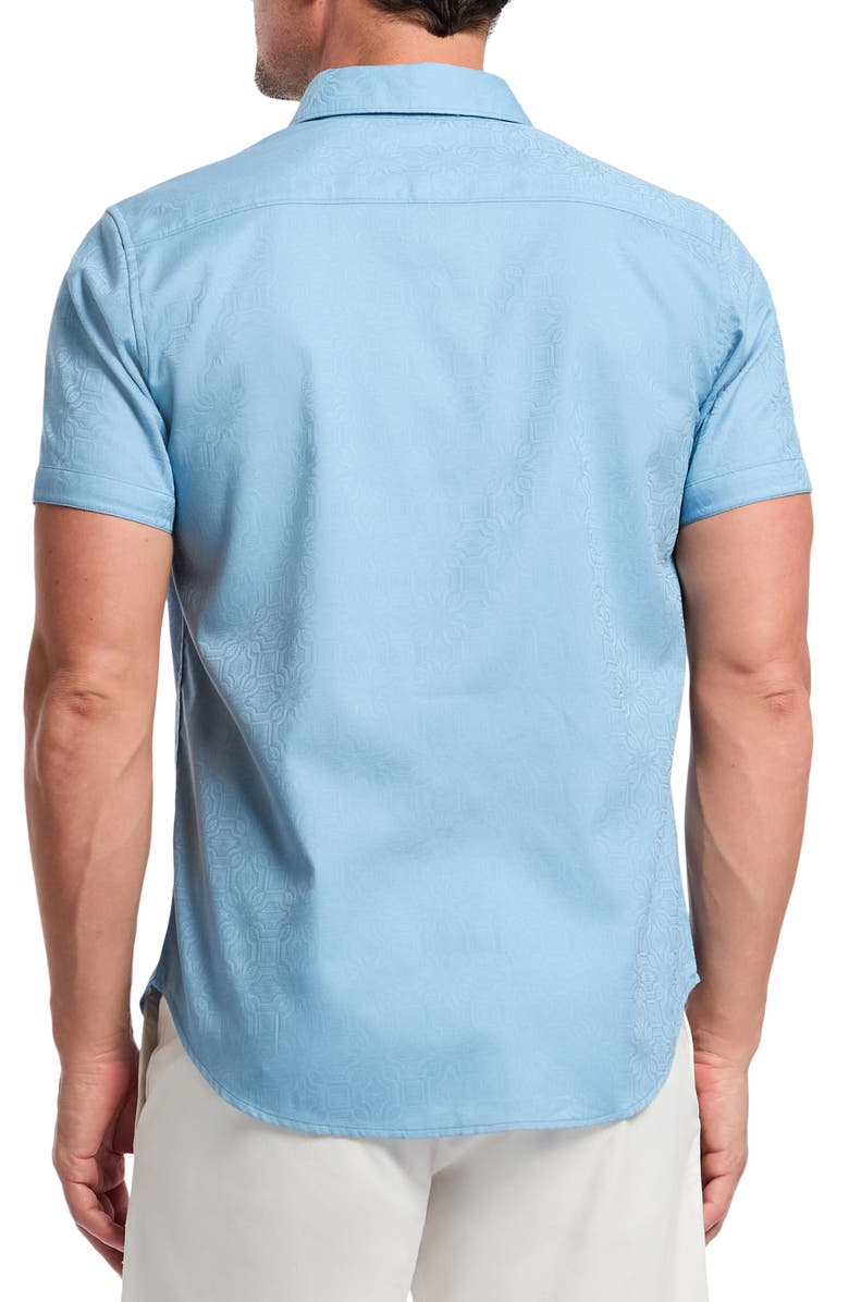 Robert Graham Odyssey Short Sleeve Woven Button-Up Shirt, Alternate, color, Glacier