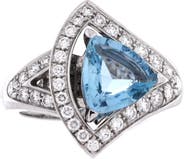 Pre-Owned Bvlgari Divas' Dream Openwork Ring 18K White Gold with Diamonds and Aquamarine