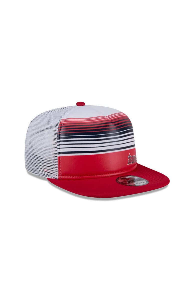 Men's New Era Red Los Angeles Angels Team Horizon 9FIFTY A-Frame Trucker Snapback Hat, Alternate, color, Red