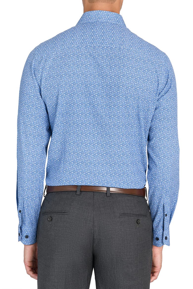 Slim Fit Micro Floral Performance Dress Shirt, Alternate, color, NAVY