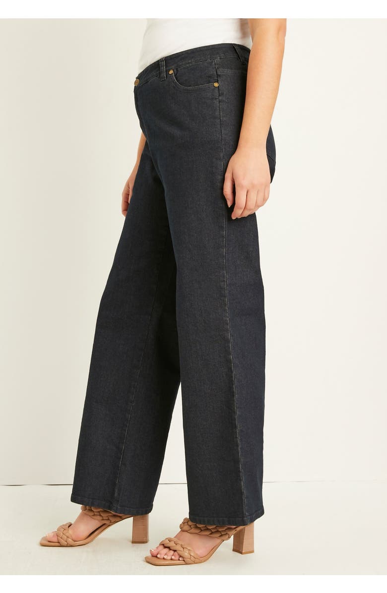June + Vie Curvie Fit Wide-Leg Jeans, Alternate, color, Black