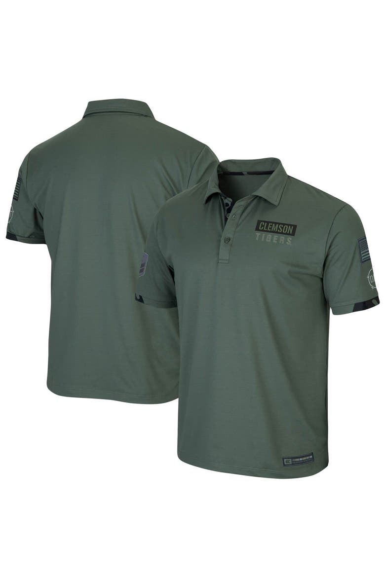 Men's Colosseum Green Clemson Tigers OHT Military Appreciation Echo Polo, Main, color, Olive