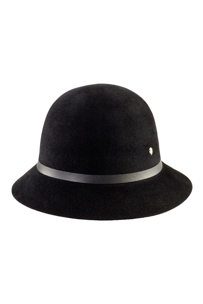 Helen Kaminksi Small Packable Fur Felt Cloche, Main, color, BLACK/ BLACK
