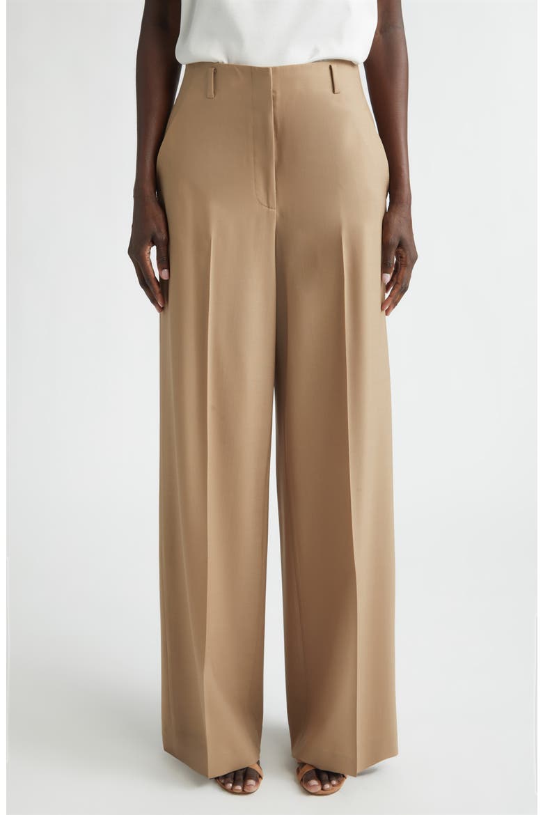 Thames Tropical Wool Blend Wide Leg Pants, Main, color, BROWNSTONE