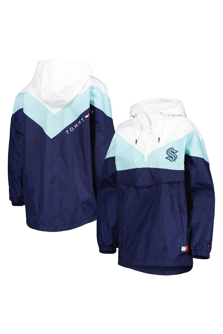 Women's Tommy Hilfiger Blue/Deep Sea Blue Seattle Kraken Staci Half-Zip Windbreaker Jacket, Main, color, Navy