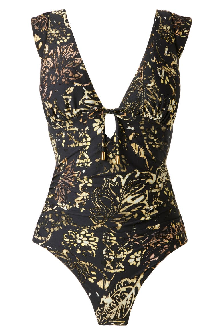Balinese Dash Open Back One-Piece Swimsuit, Alternate, color, BLACK/ MULTI