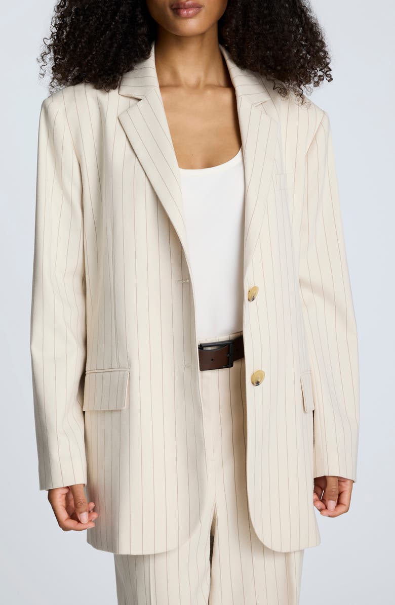 Kenneth Cole Pinstripe Oversize Blazer, Main, color, Neutral Combo