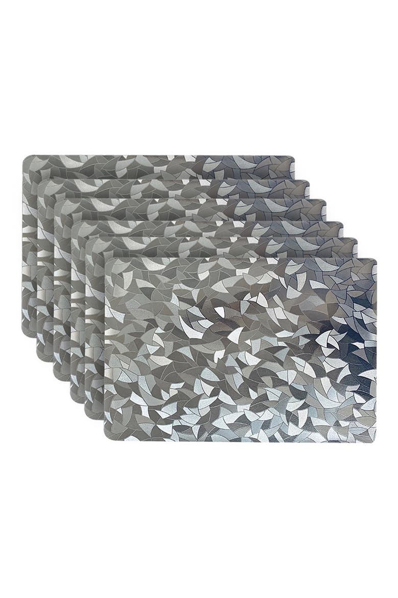 Mirrored Set of 6 Placemats, Main, color, SILVER