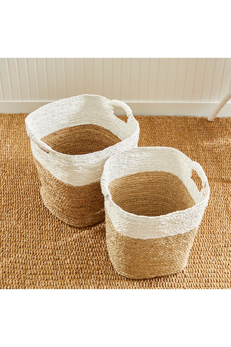 Madura Rectangular Baskets Set of 2, Alternate, color, White