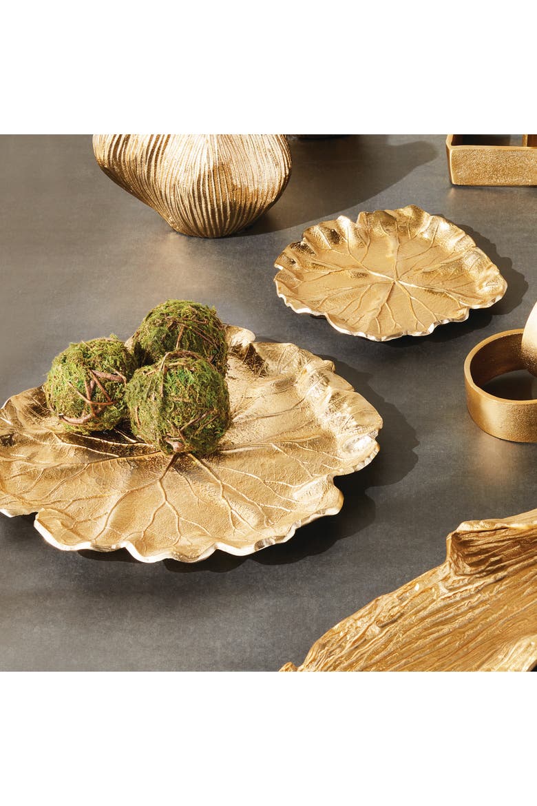 Lirio Decorative Trays, Set of 3 - Champagne Gold Aluminum, Alternate, color, Gold