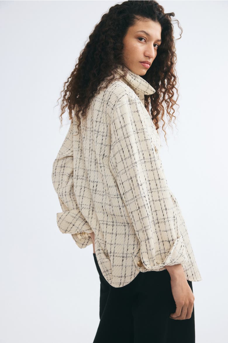 Bouclé Overshirt, Alternate, color, Light beige/checked