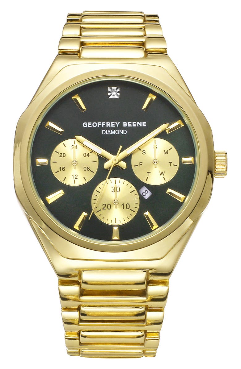 GEOFFREY BEENE Genuine Diamond Bracelet Watch, 41mm, Main, color, Gold