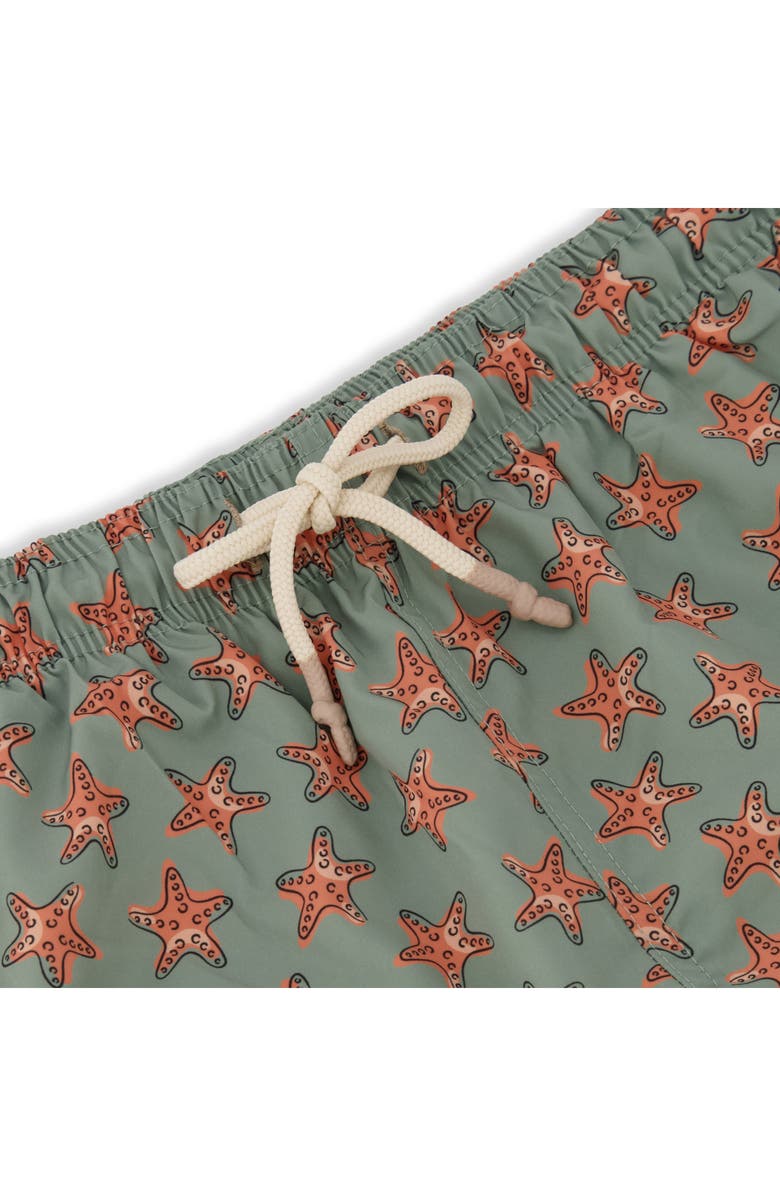 Sunset x Vine Sea Star Print Swim Trunks, Alternate, color, Sage