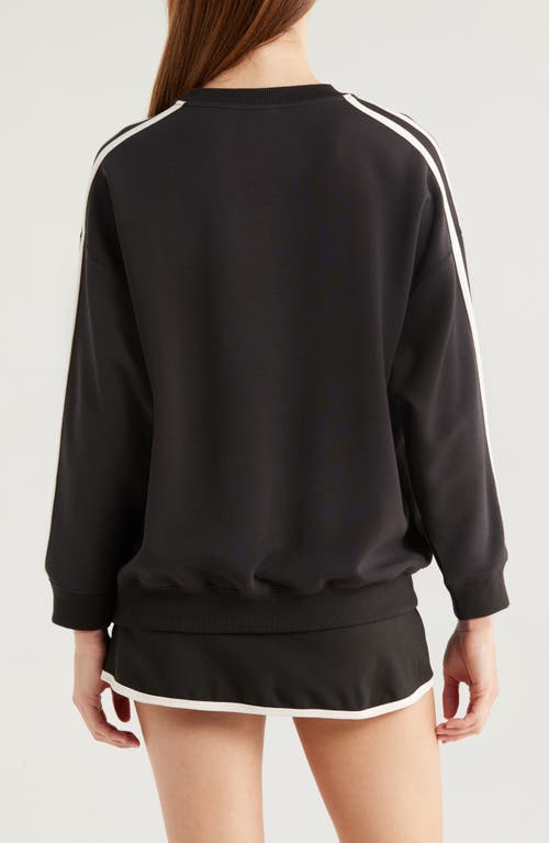 Pacsun Double Stripe Crewneck Sweatshirt In Black