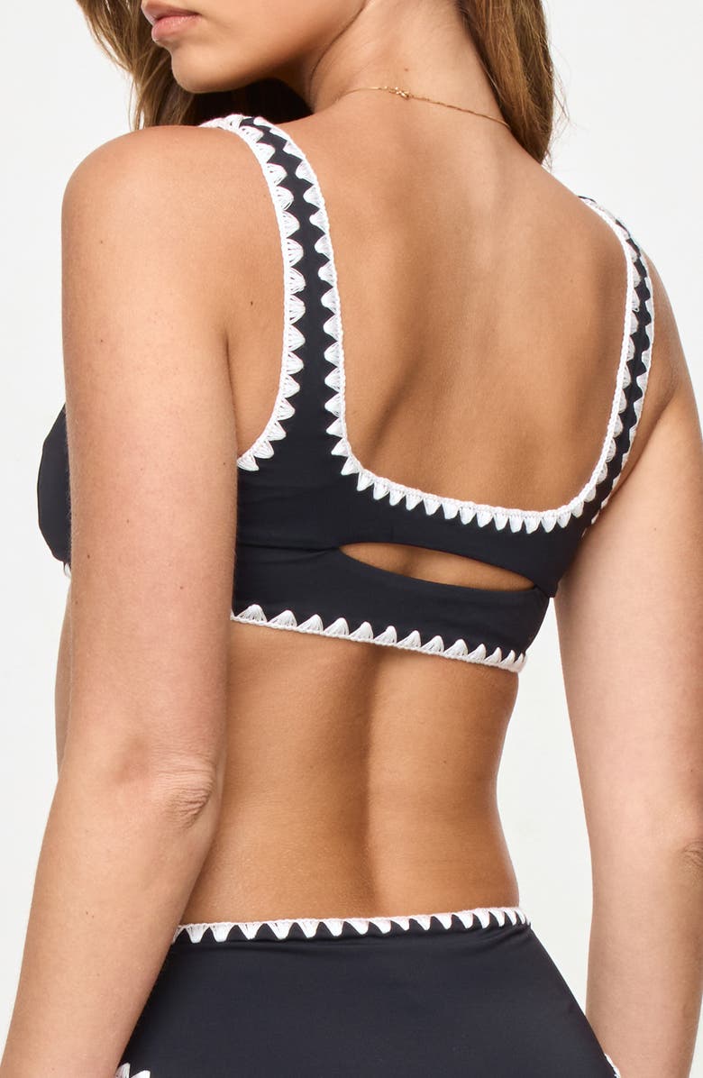 LSPACE Effie Shirred Swim Top, Alternate, color, Black/ Cream