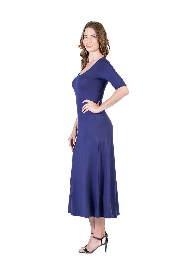 Womens Casual Maxi Dress With Sleeves, Alternate, color, Navy