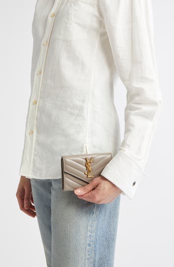 【SAINT LAURENT】SMALL ENVELOPE WALLET IN MIXED MATELASSE NEW Saint Laurent Monogram Small Envelope Leather Wallet On