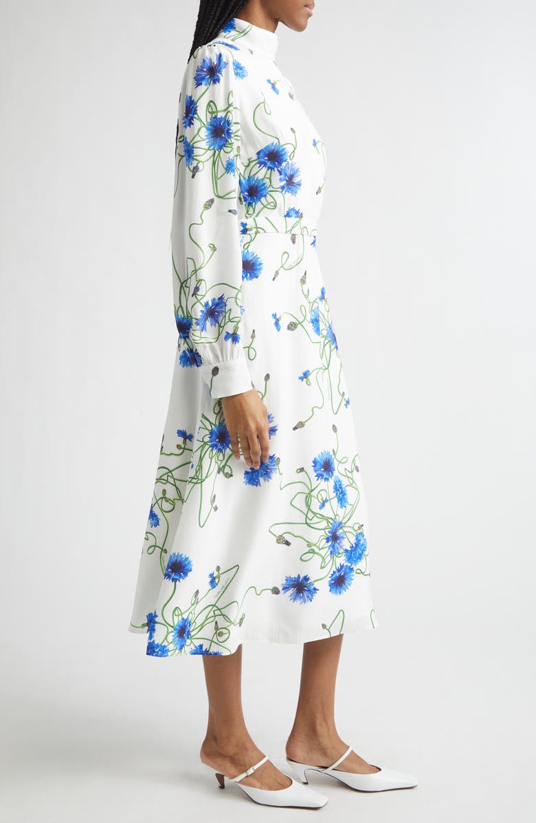 Stella McCartney Cornflower Floral Print Long Sleeve Crepe Midi Dress, Alternate, color, Cornflower
