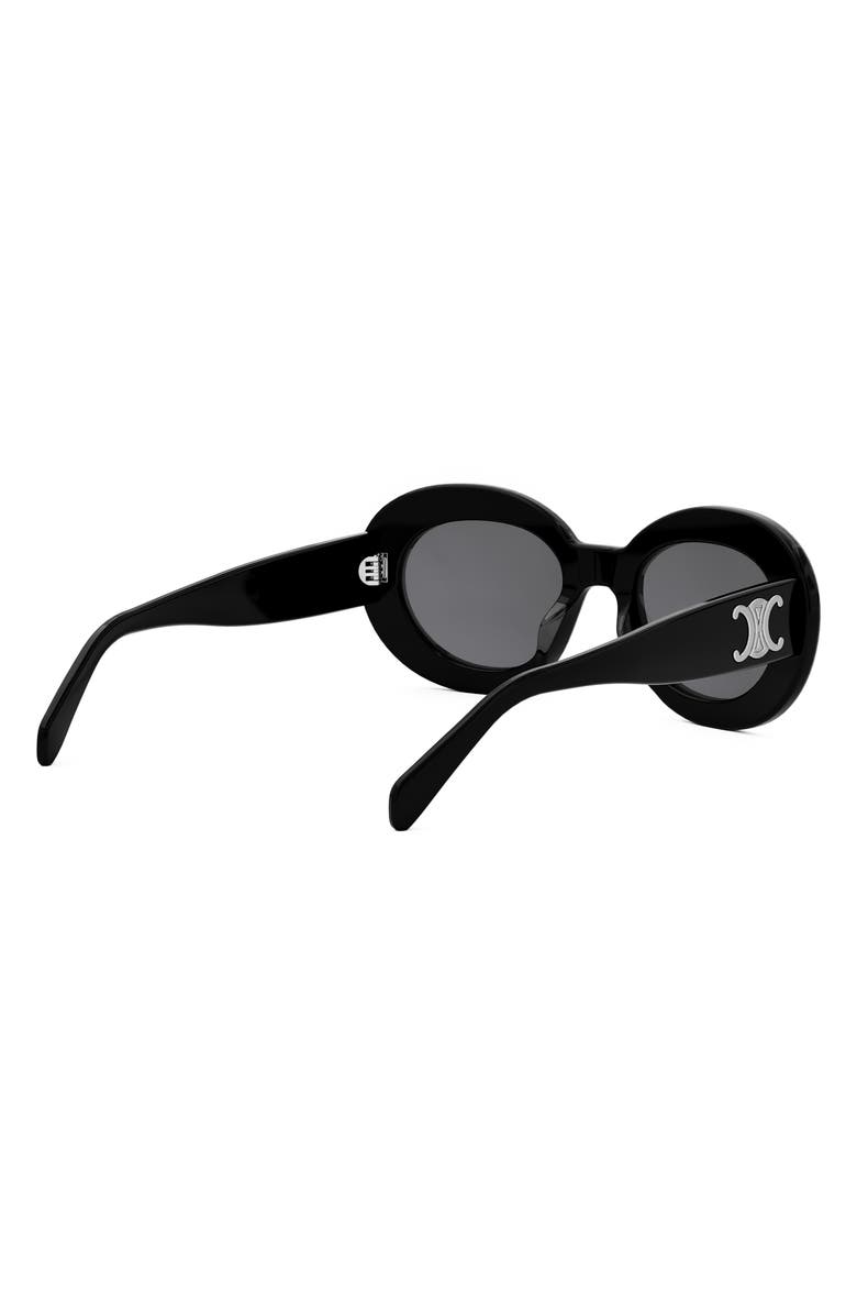 CELINE Triomphe 53mm Round Sunglasses, Alternate, color, Shiny Black / Smoke