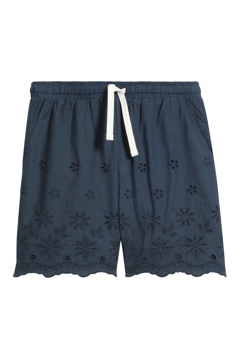 Banks Embroidered Eyelet Cotton Shorts, Alternate, color, NAVY