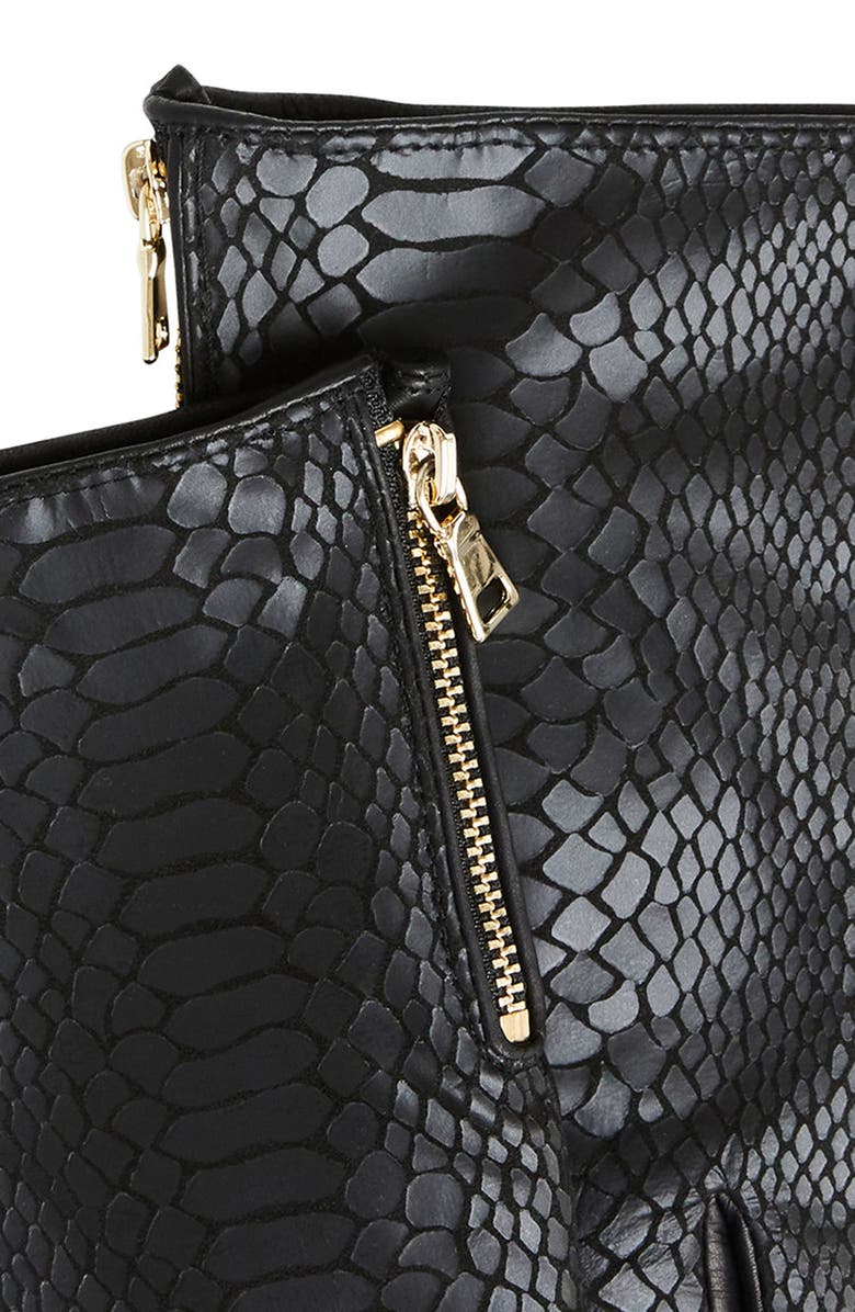 Bruno Magli Snakeskin Embossed Leather Cashmere Lined Gloves, Alternate, color,