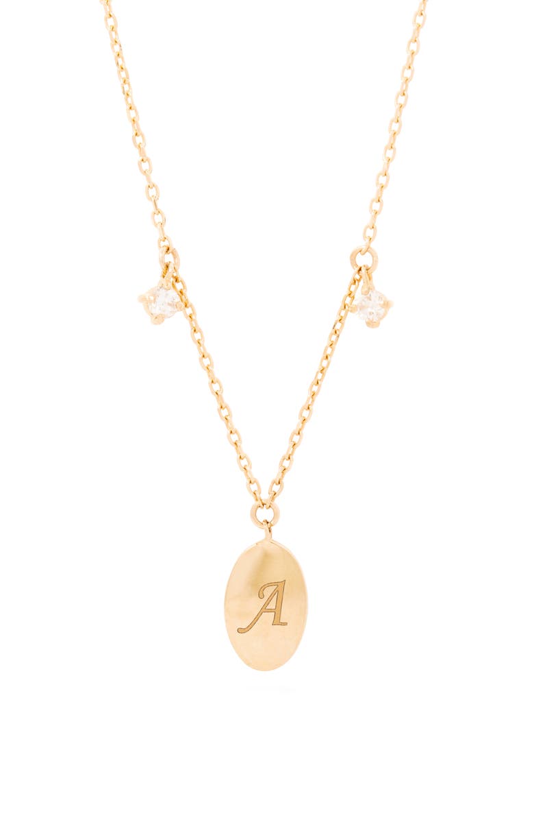 STONE AND STRAND Double Diamond Initial Pendant Necklace, Main, color,