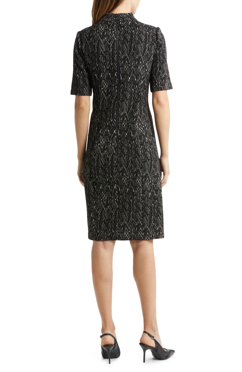 Eliza J Abstract Herringbone Print Sheath Dress, Alternate, color, Black