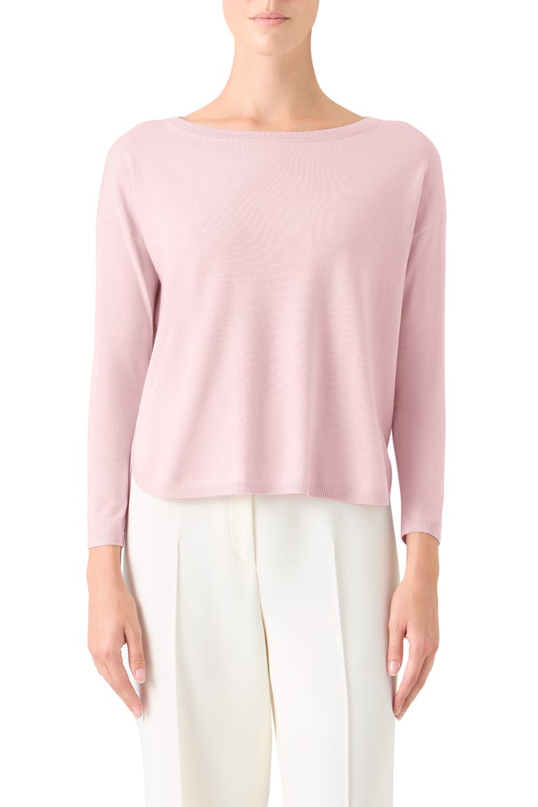 Drop Shoulder Virgin Wool Sweater, Main, color, ROSE