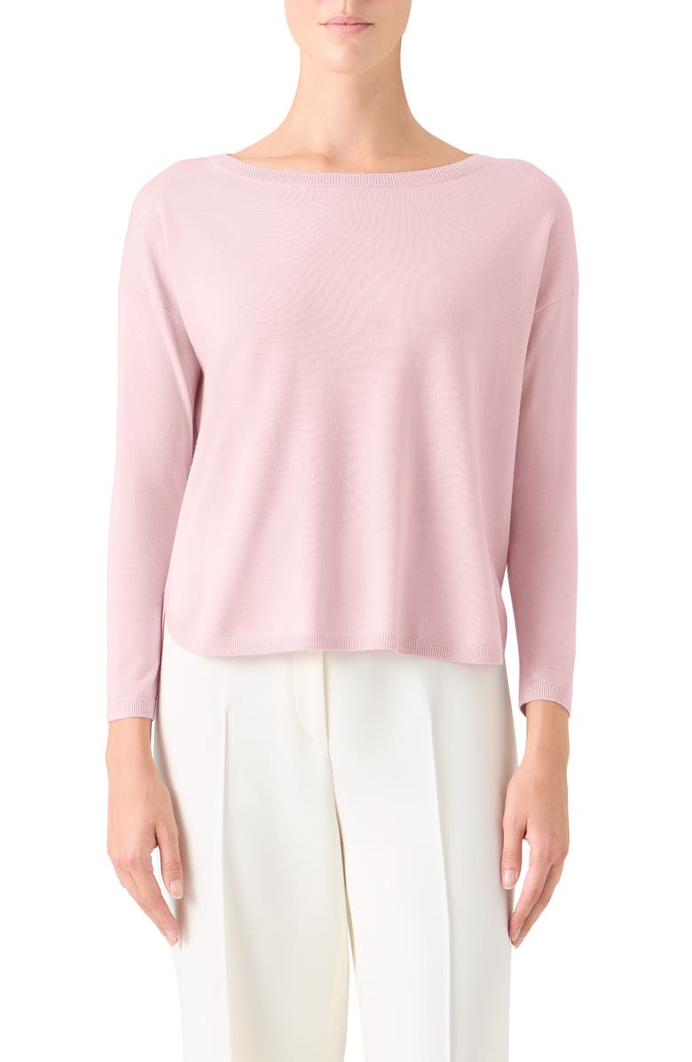 Akris punto Drop Shoulder Virgin Wool Sweater, Main, color, Rose