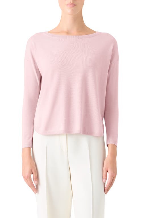 Akris Punto Drop Shoulder Virgin Wool Sweater In Pink