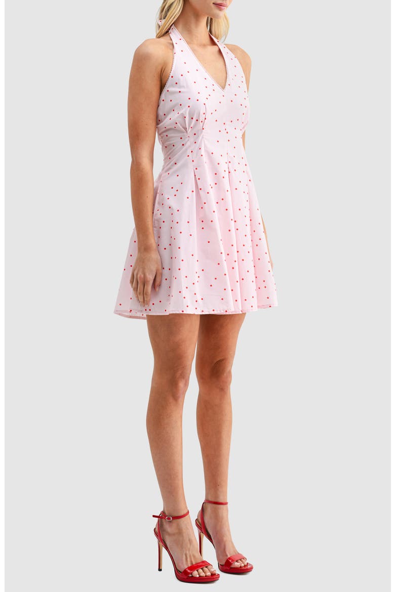 Polka Dot Halter Neck Minidress, Alternate, color, BLUSH RED DOT