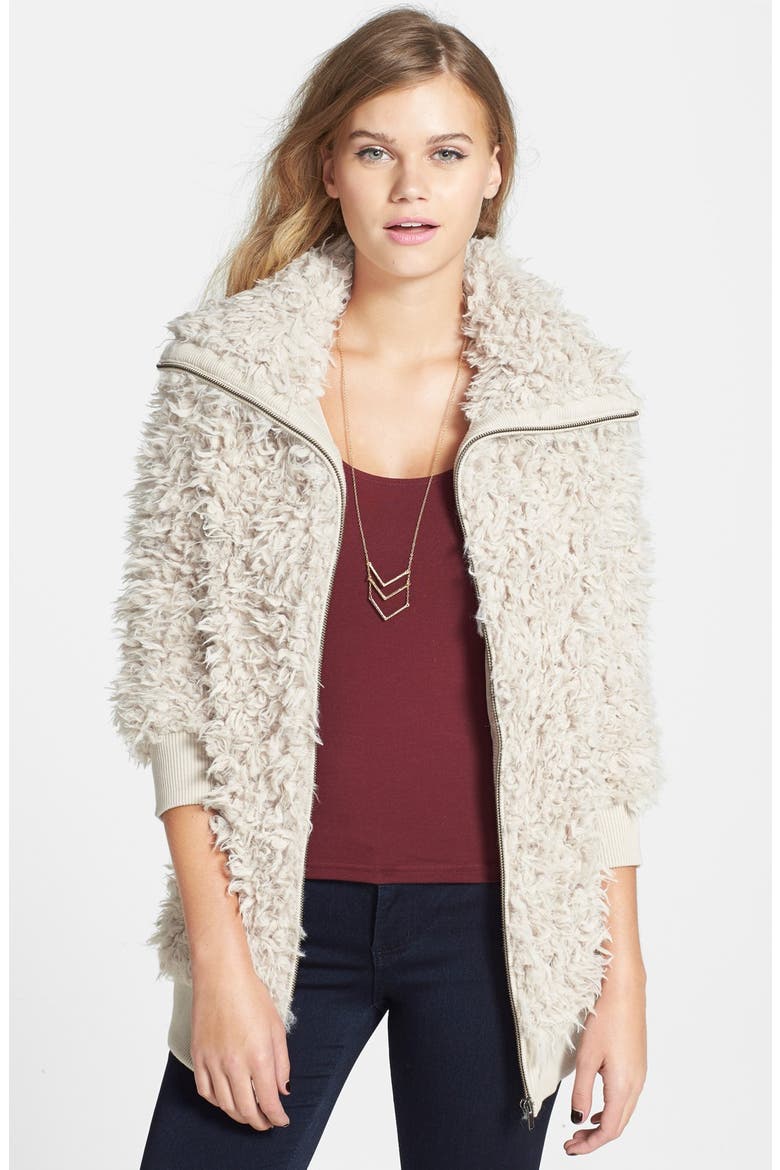 Faux Shearling Jacket, Main, color, SAND SHELL